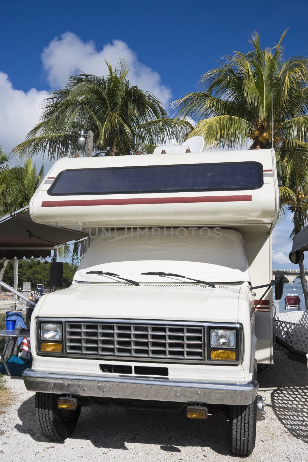 RV parked under palms - Florida