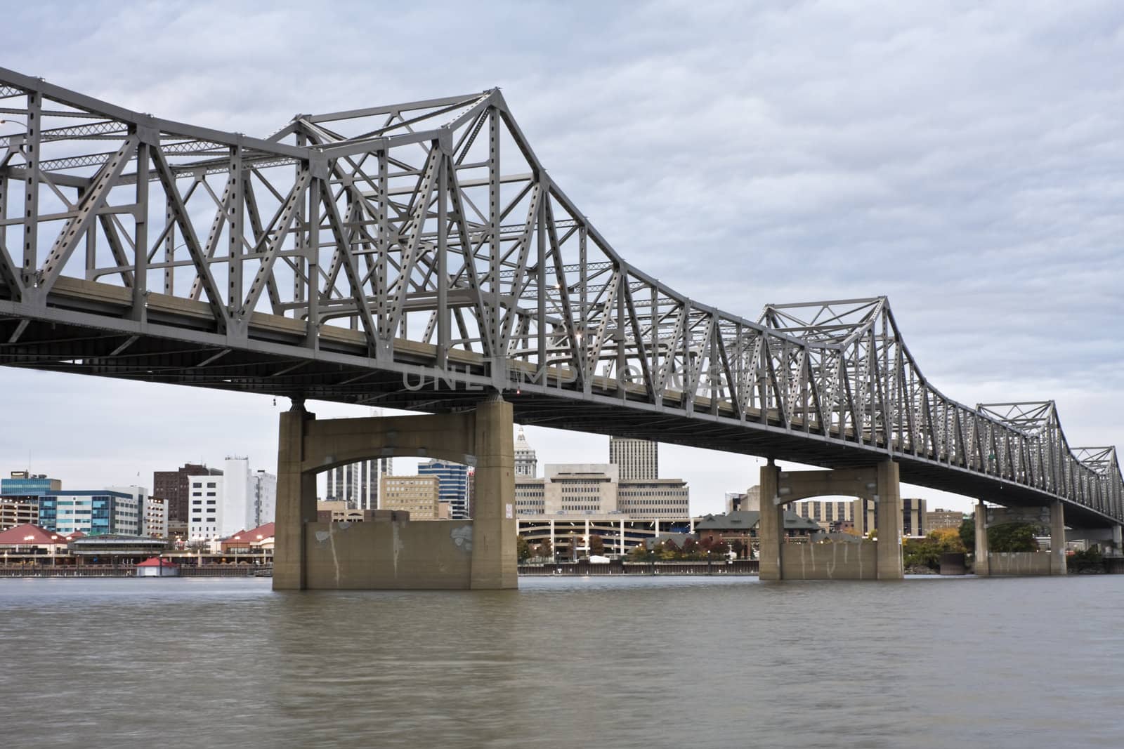 Bridge in Peoria, IL. Cloudy day.