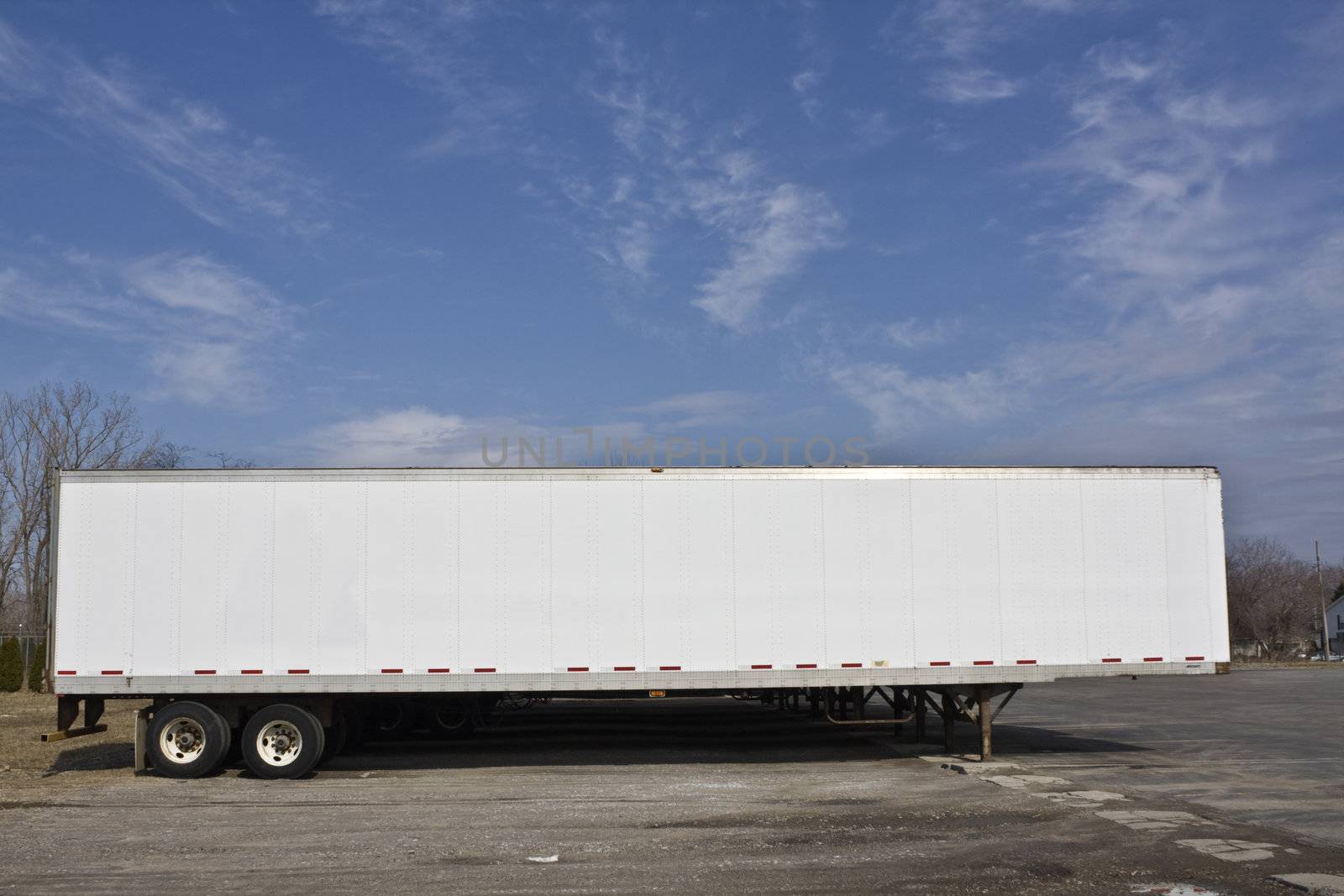 Parked trailer ready for pick up.