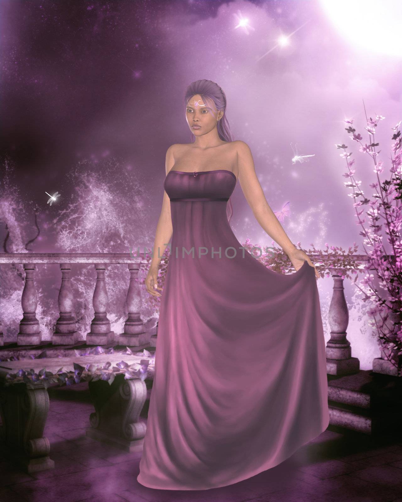 3d render of awoman in a gown