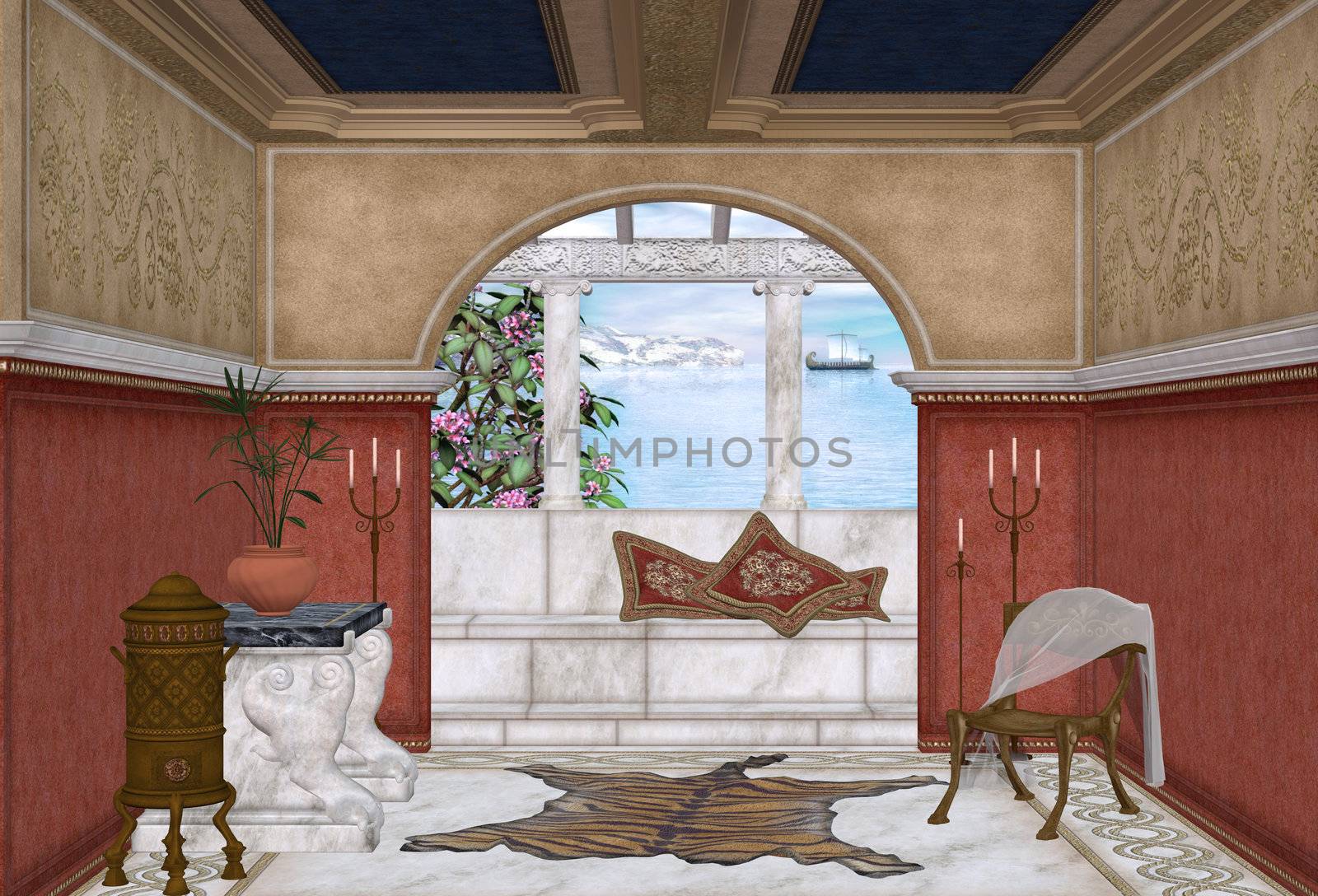 3d render of a mediteran room