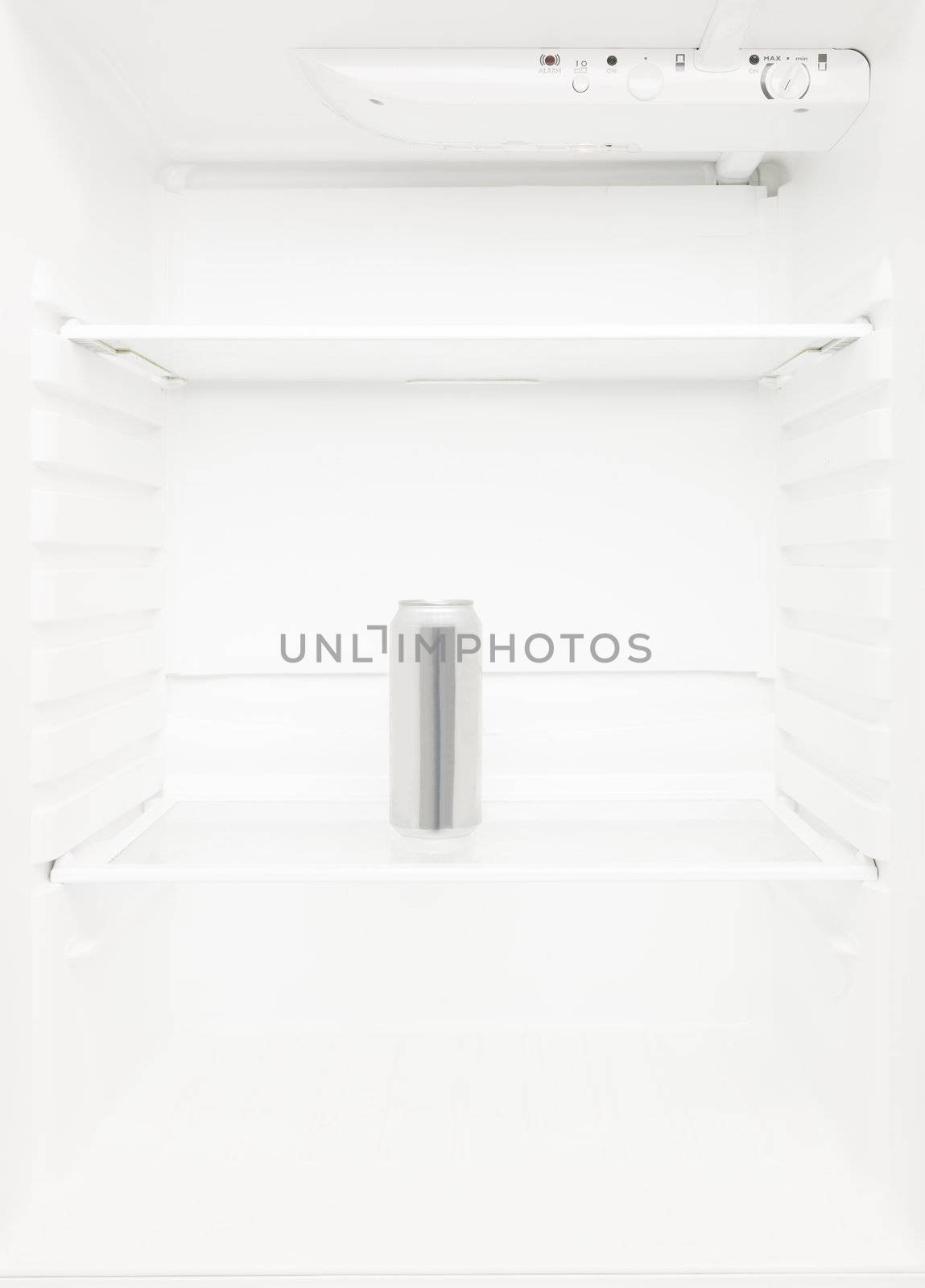 Lonley beer can in the Refrigerator
