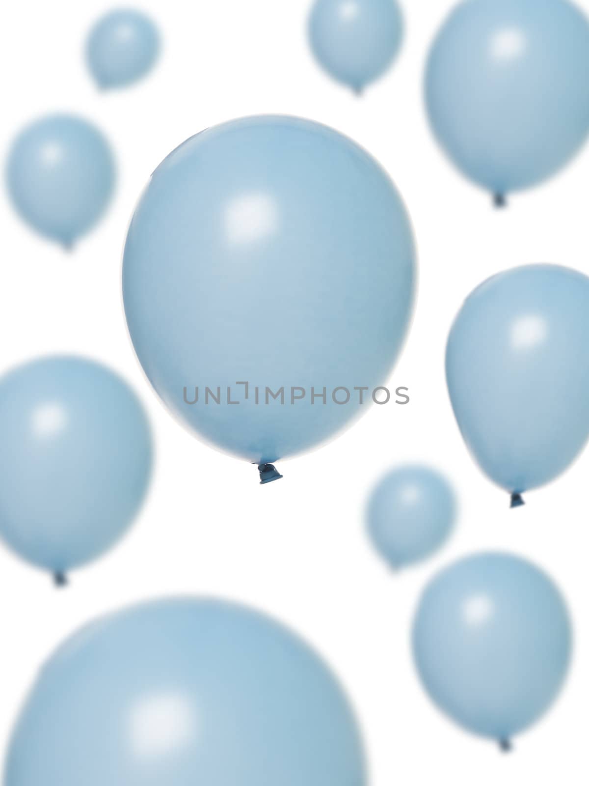 Light blue balloons isolated on white background