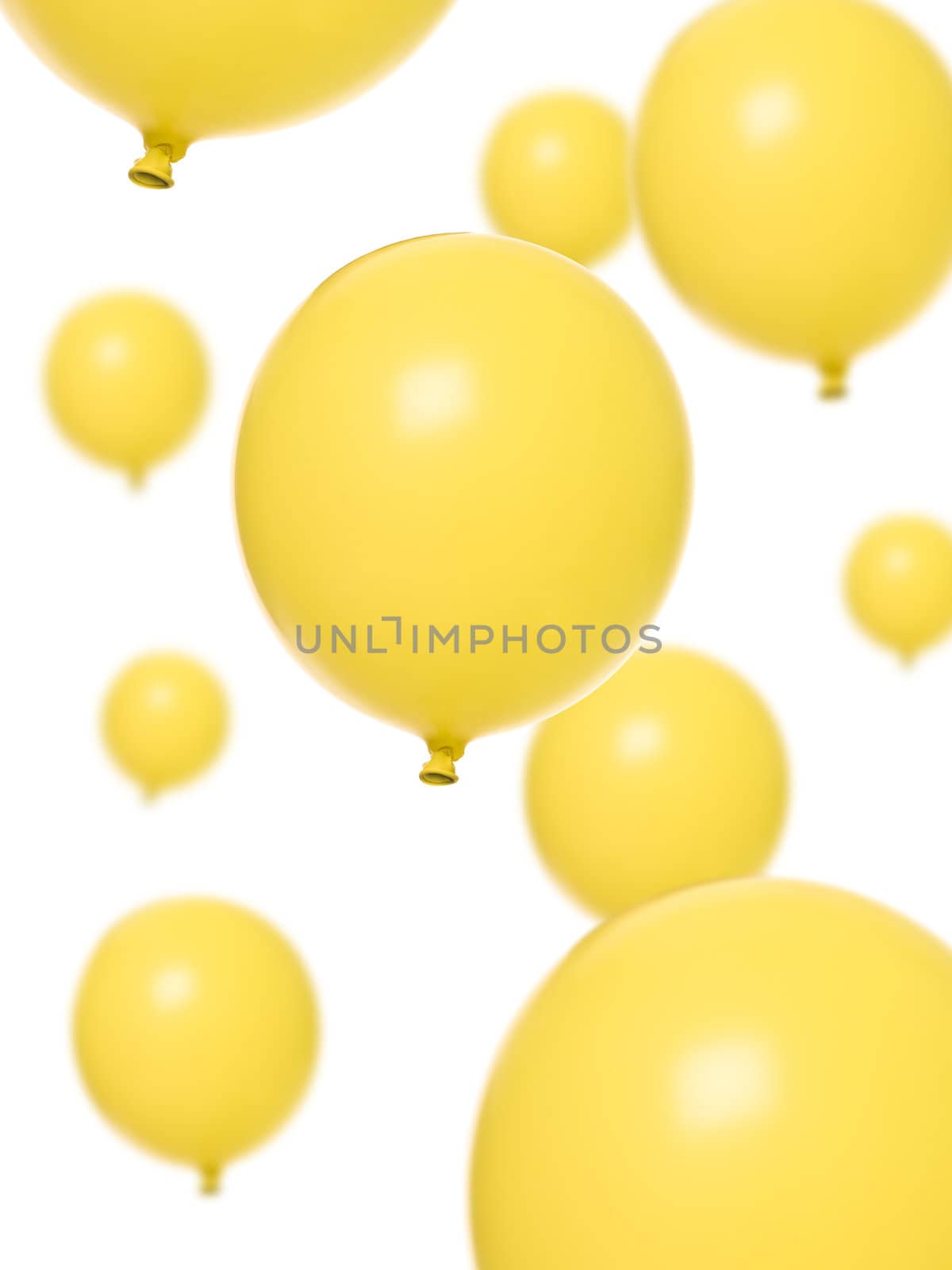 Yellow balloons isolated on white background