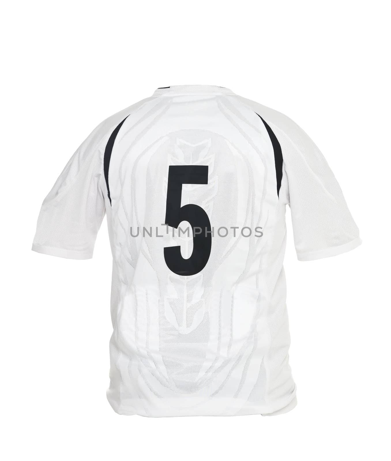 Football shirt with number 5 isolated on white background