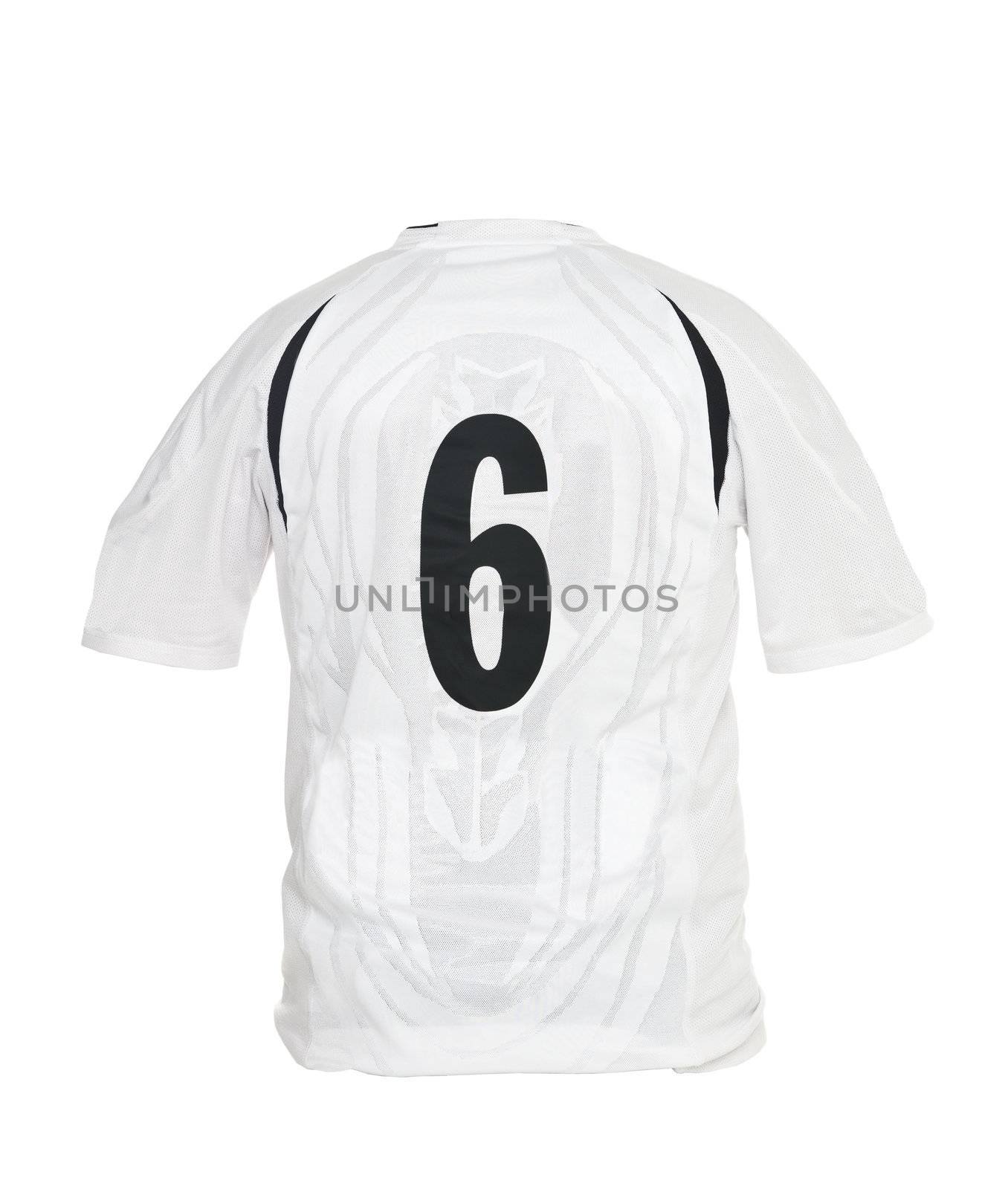 Football shirt with number 6 isolated on white background