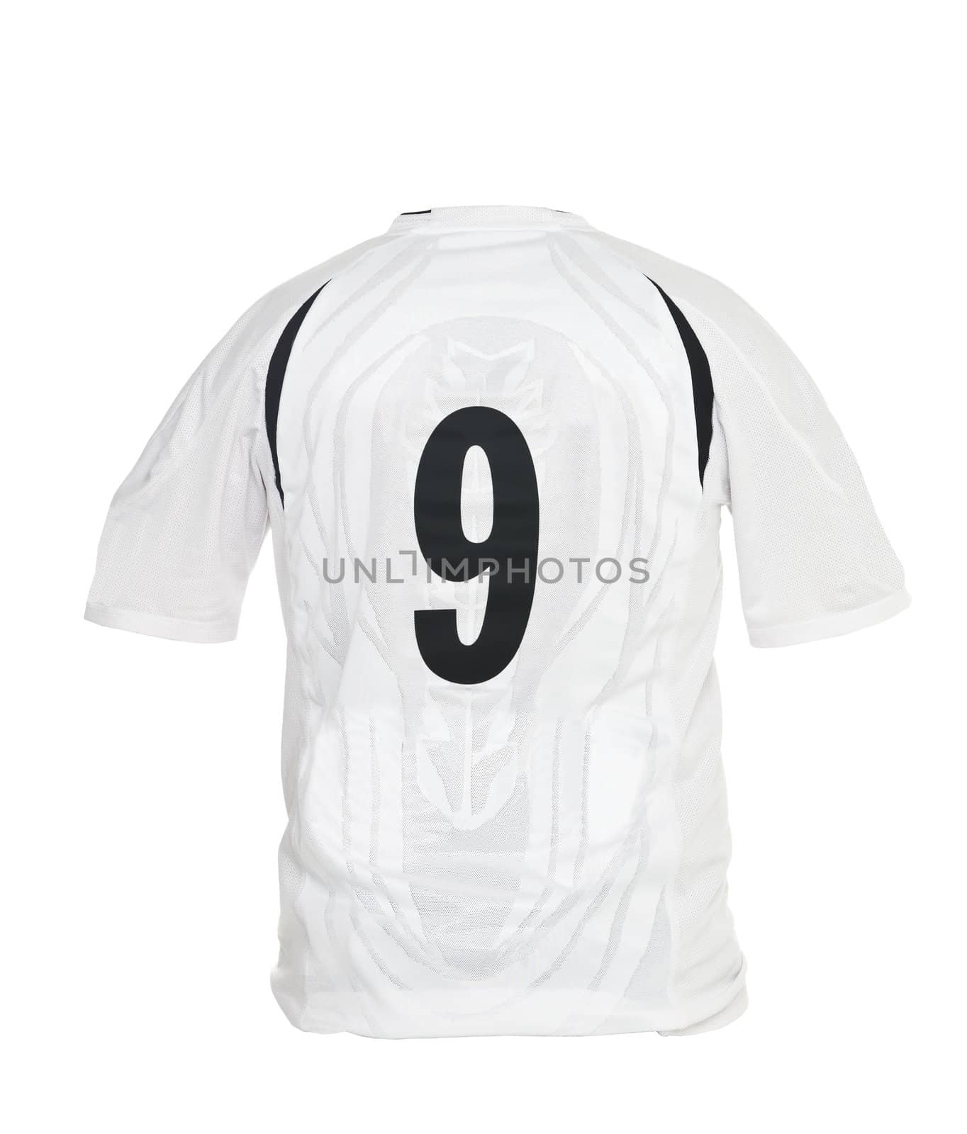 Football shirt with number 9 isolated on white background