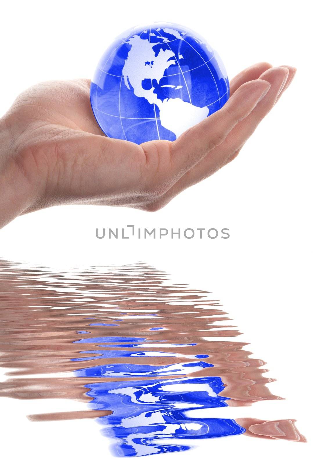 hand and globe showing nature or eco concept