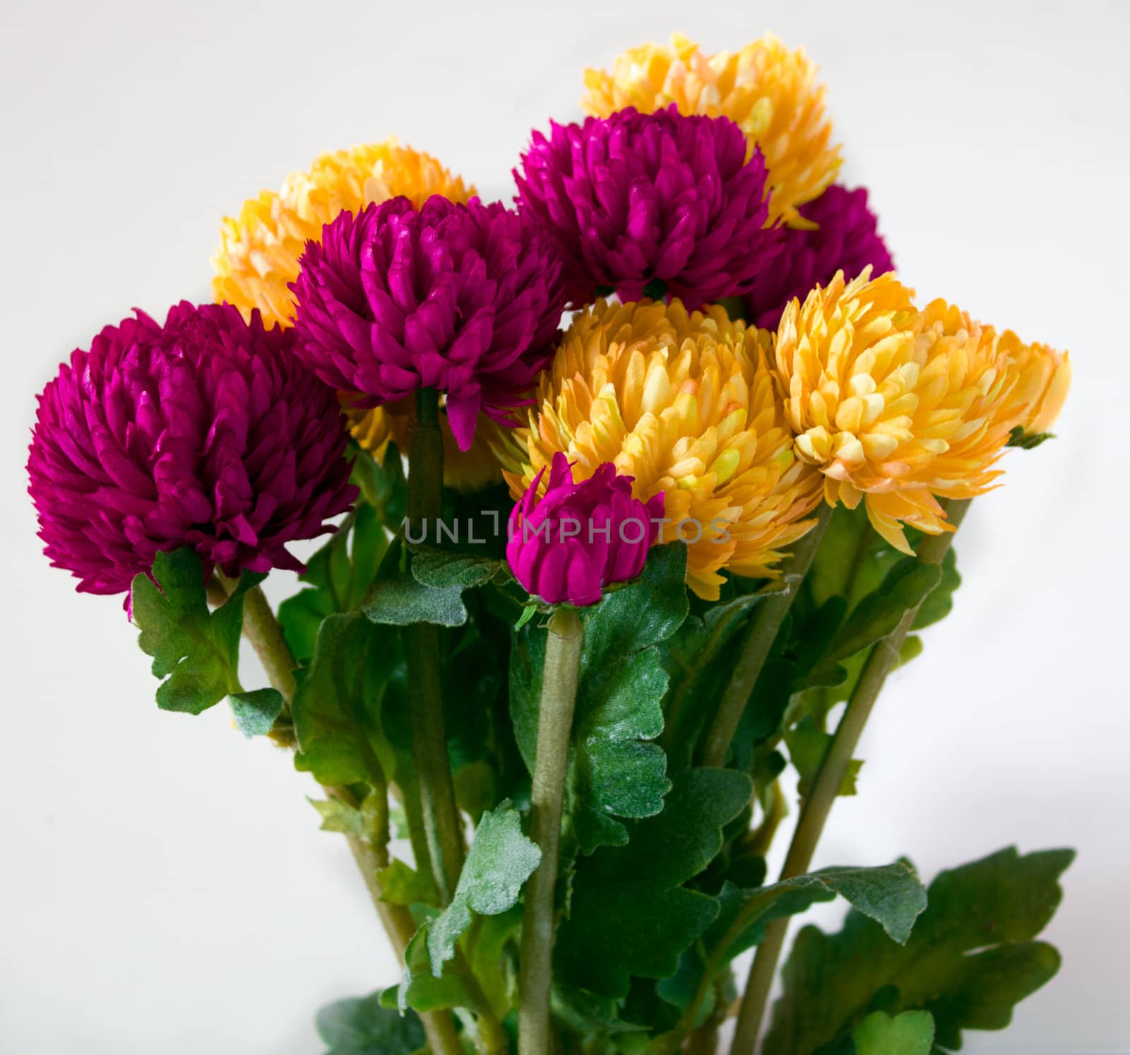 a bouquet of artifical flowers