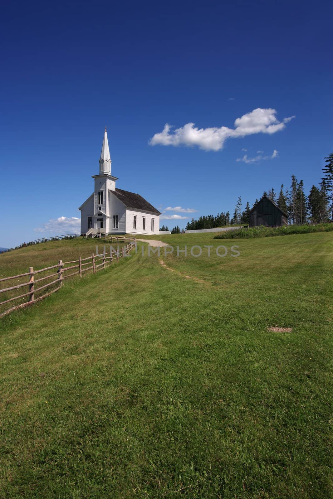 White church on a hill by sumners