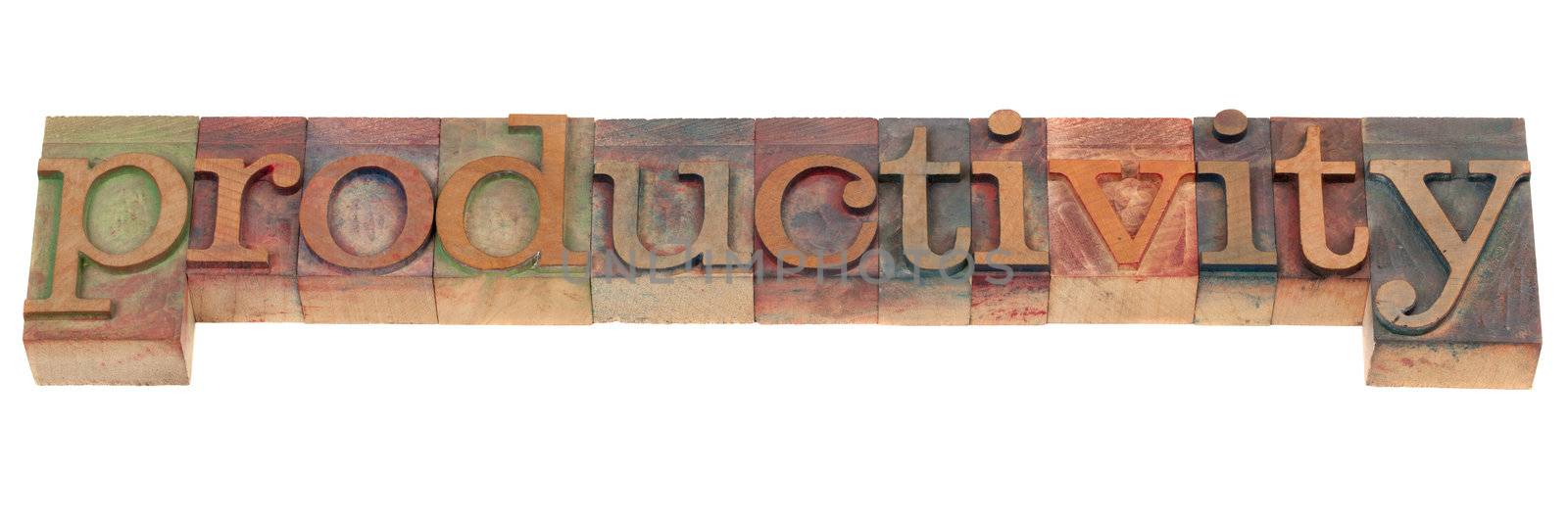 productivty concept - word spelled in vintage wooden letterpress printing blocks