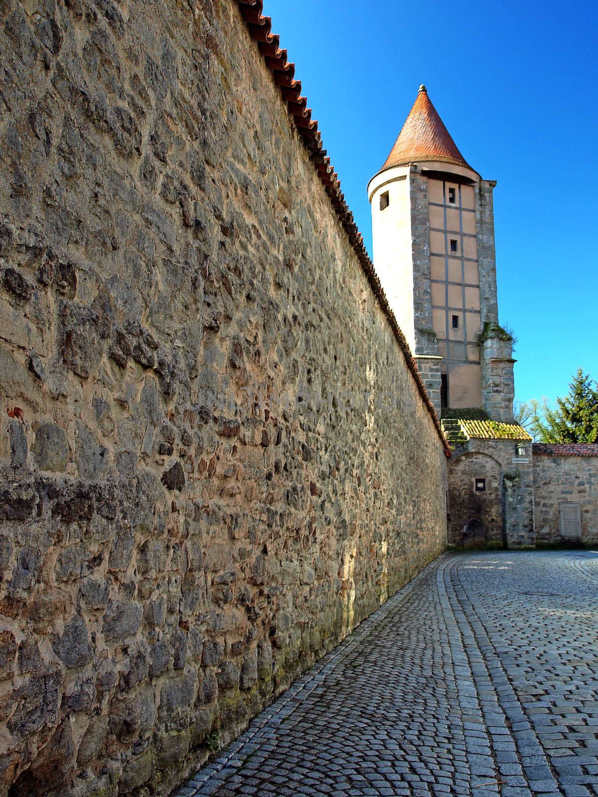 medieval city wall at the German Town Dinkelsbuehl