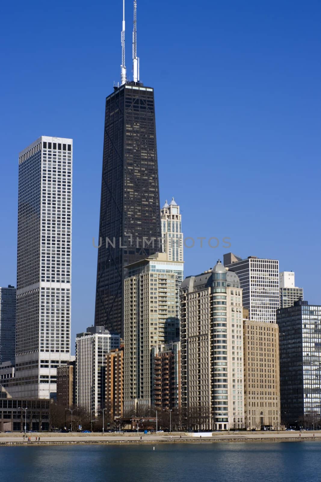 Hancock Building accros the water - Chicago, Il.