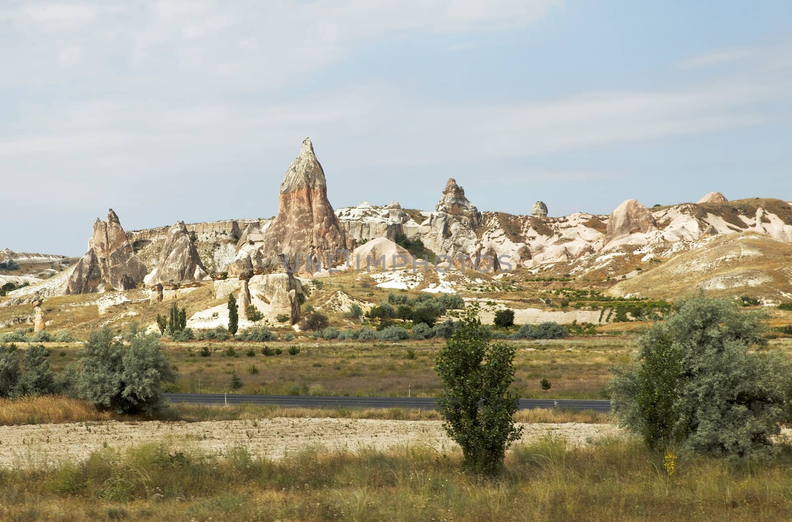Volcanic lava ash rock formation in the wilderness of Cappadocia, Turkey, crop space, copy space and horizontal