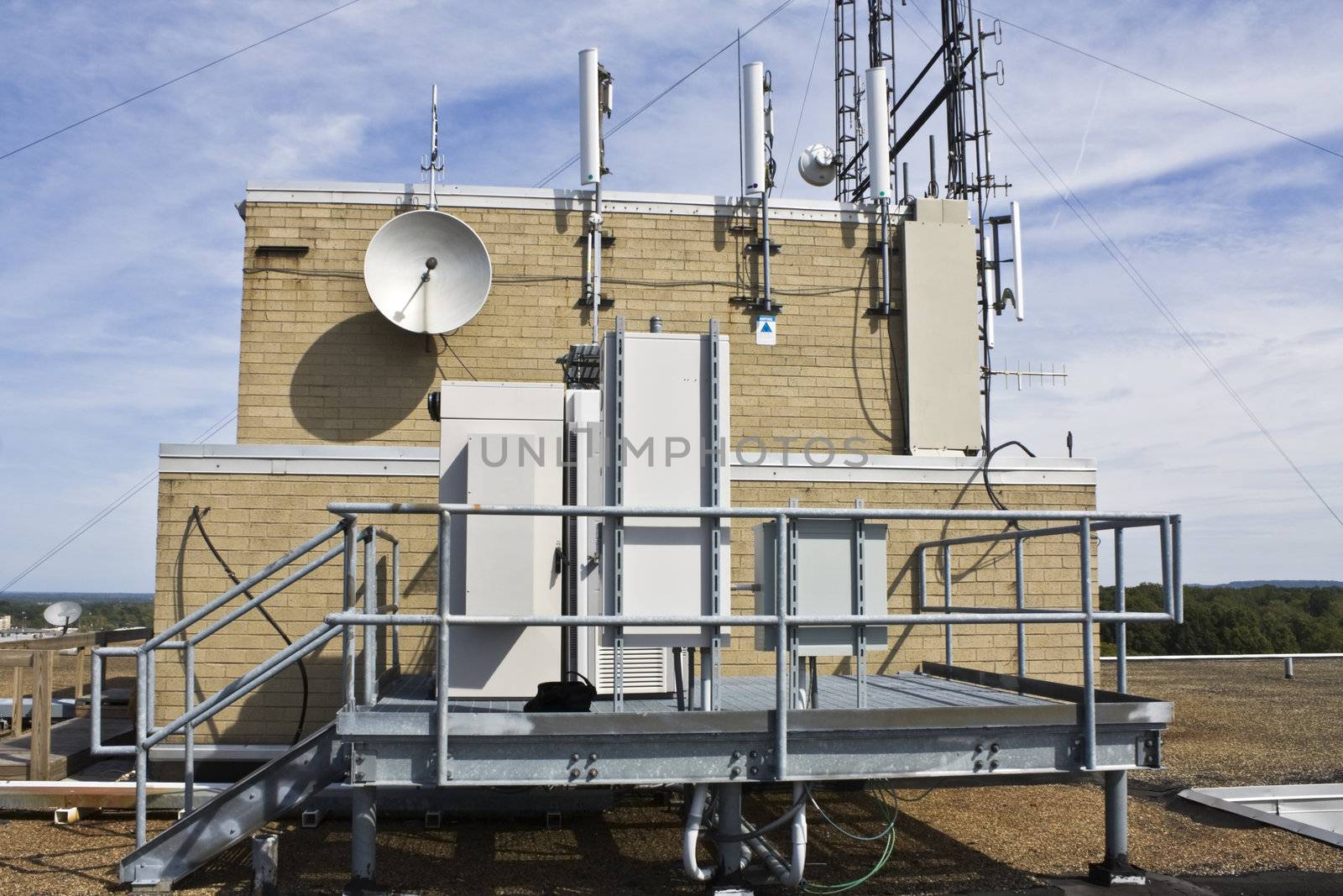 Cellular equipment on the platform installed on the rooftop
