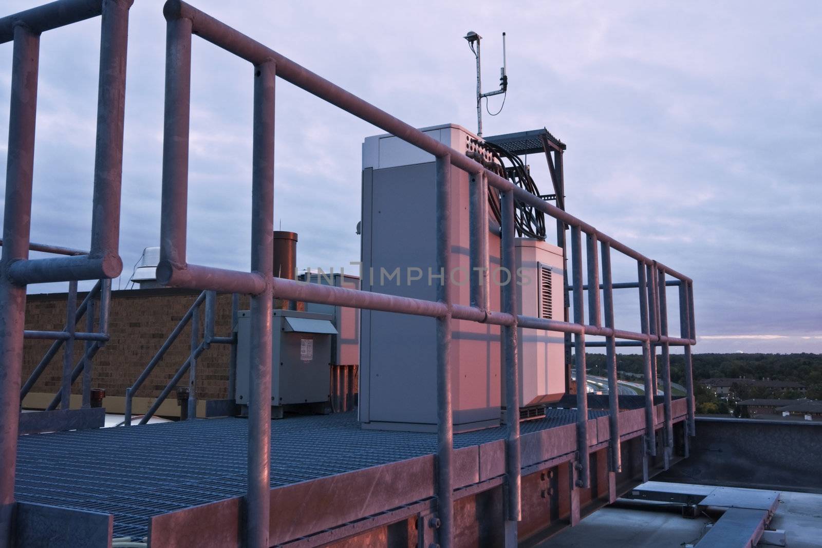 Cellular equipment on the platform installed on the rooftop