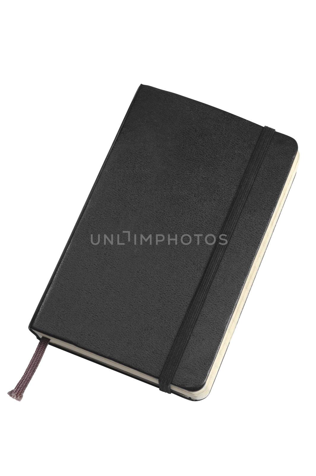 Black pocket sized journal on white