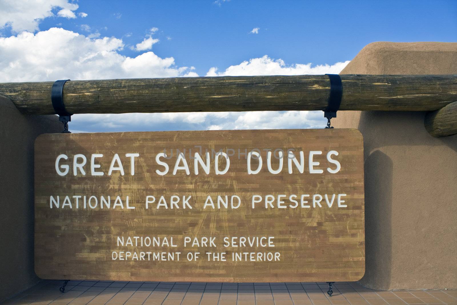Great Sand Dunes National Park;- welcome sign.
