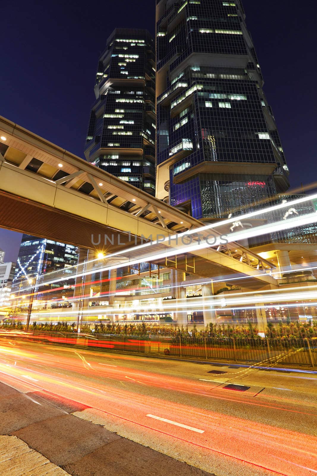 light trails in city at night