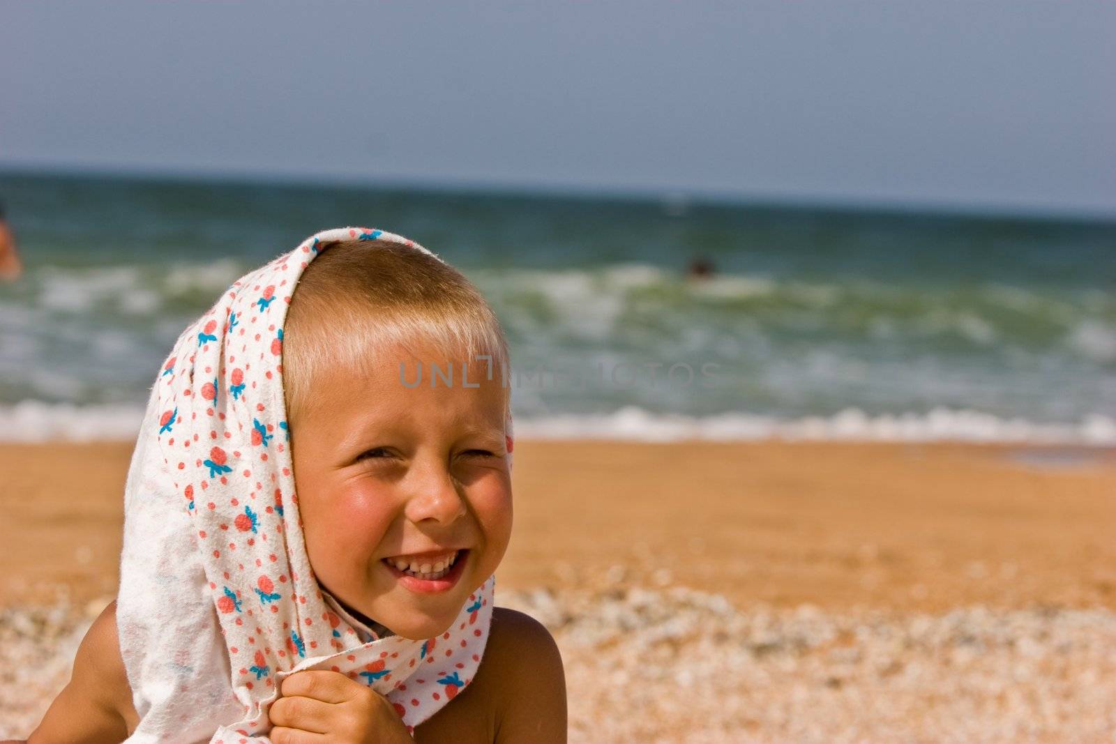 portrait series: a summer cheerful boy smiling