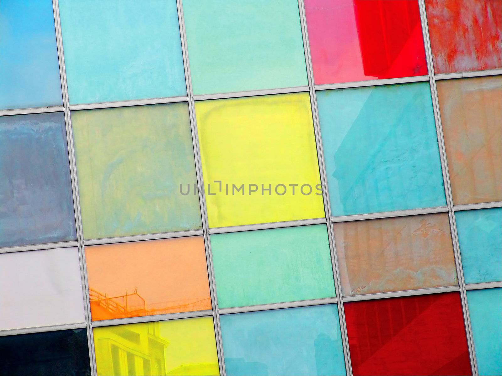 Colourful and dirty windows in downtown Brussels, Belgium
