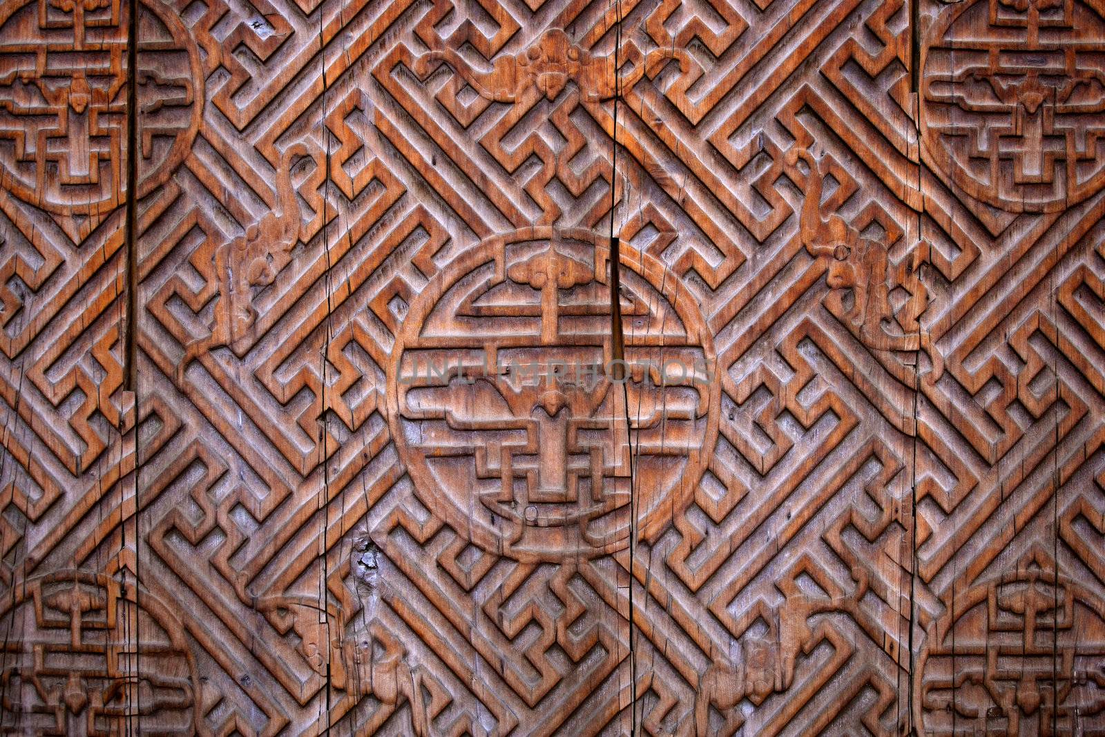 Ancient Chinese wooden door in Beijing.
