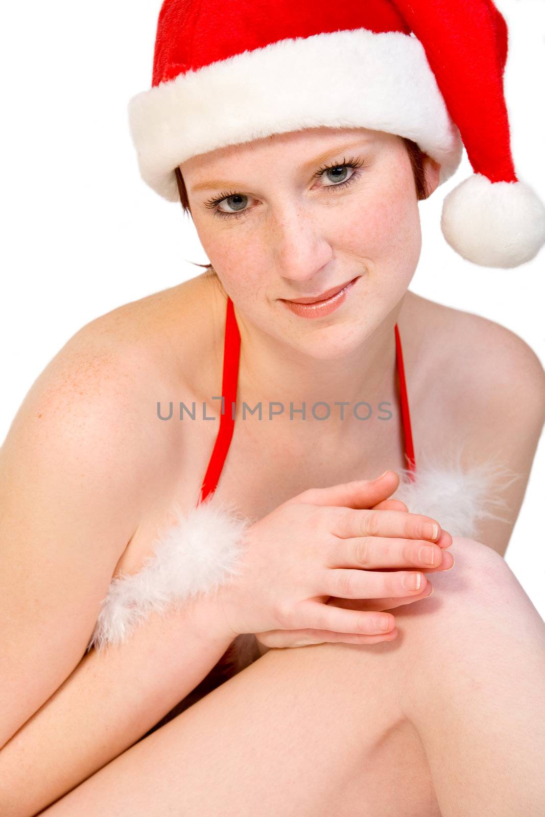 portrait of a beautifull girl dressed up for christmas.
File has a clipping path for your covenience.