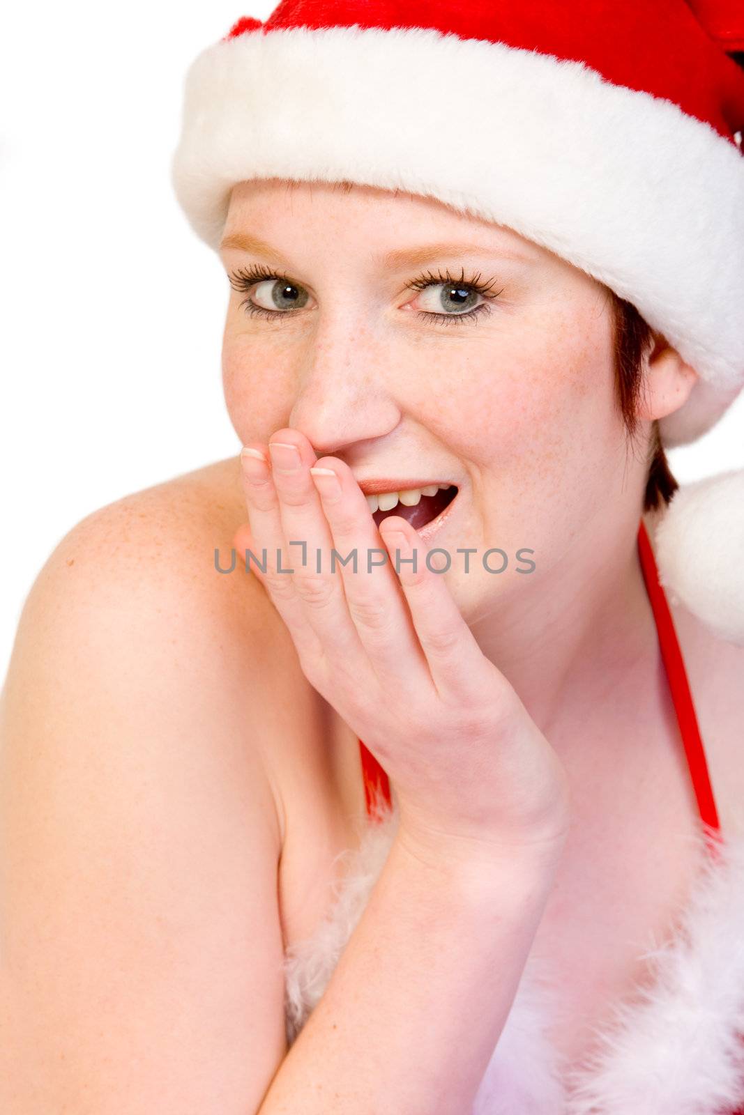 Beautiful girl dressed in a christmas lingerie set
With clipping path for your convenience