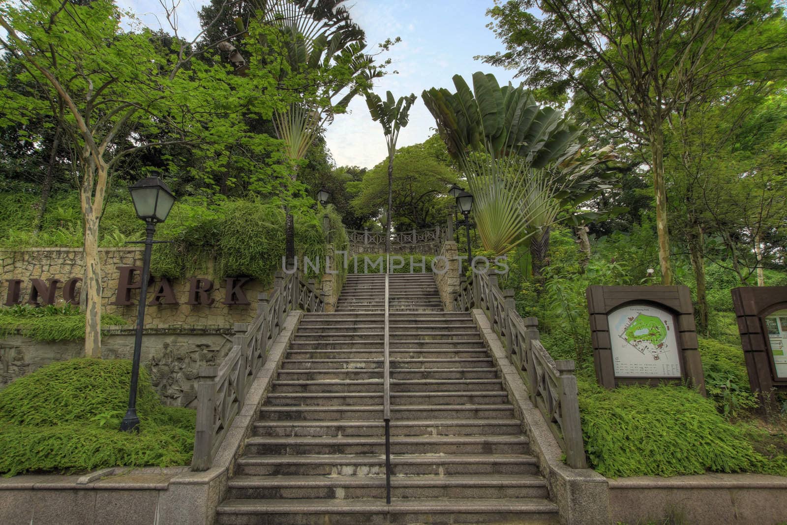 Stairs at Fort Canning Park in Singapore