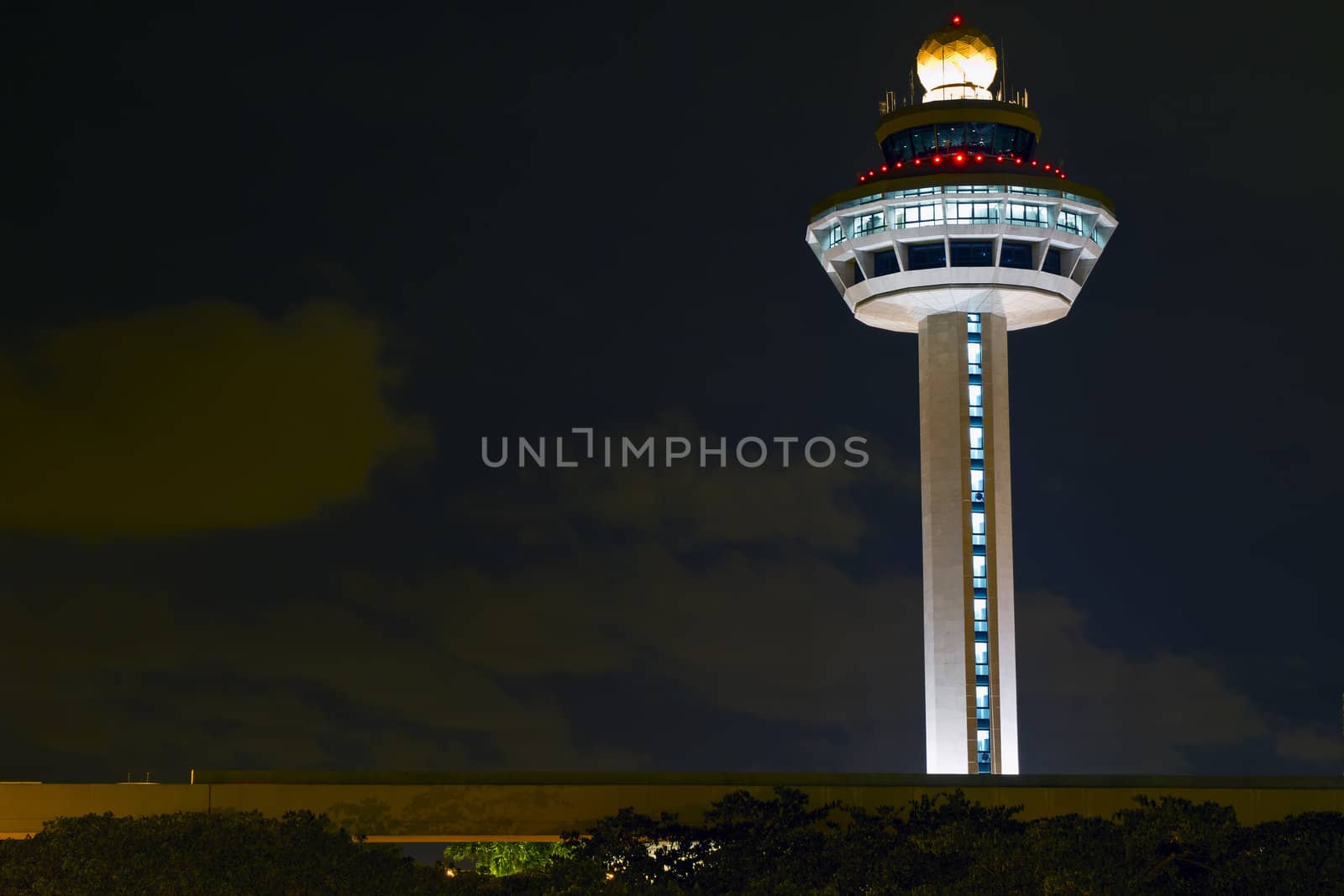 Changi Airport Controller Tower at Night by Davidgn