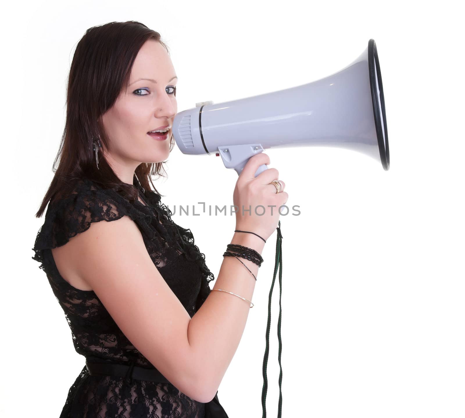 young woman with megaphone by clearviewstock
