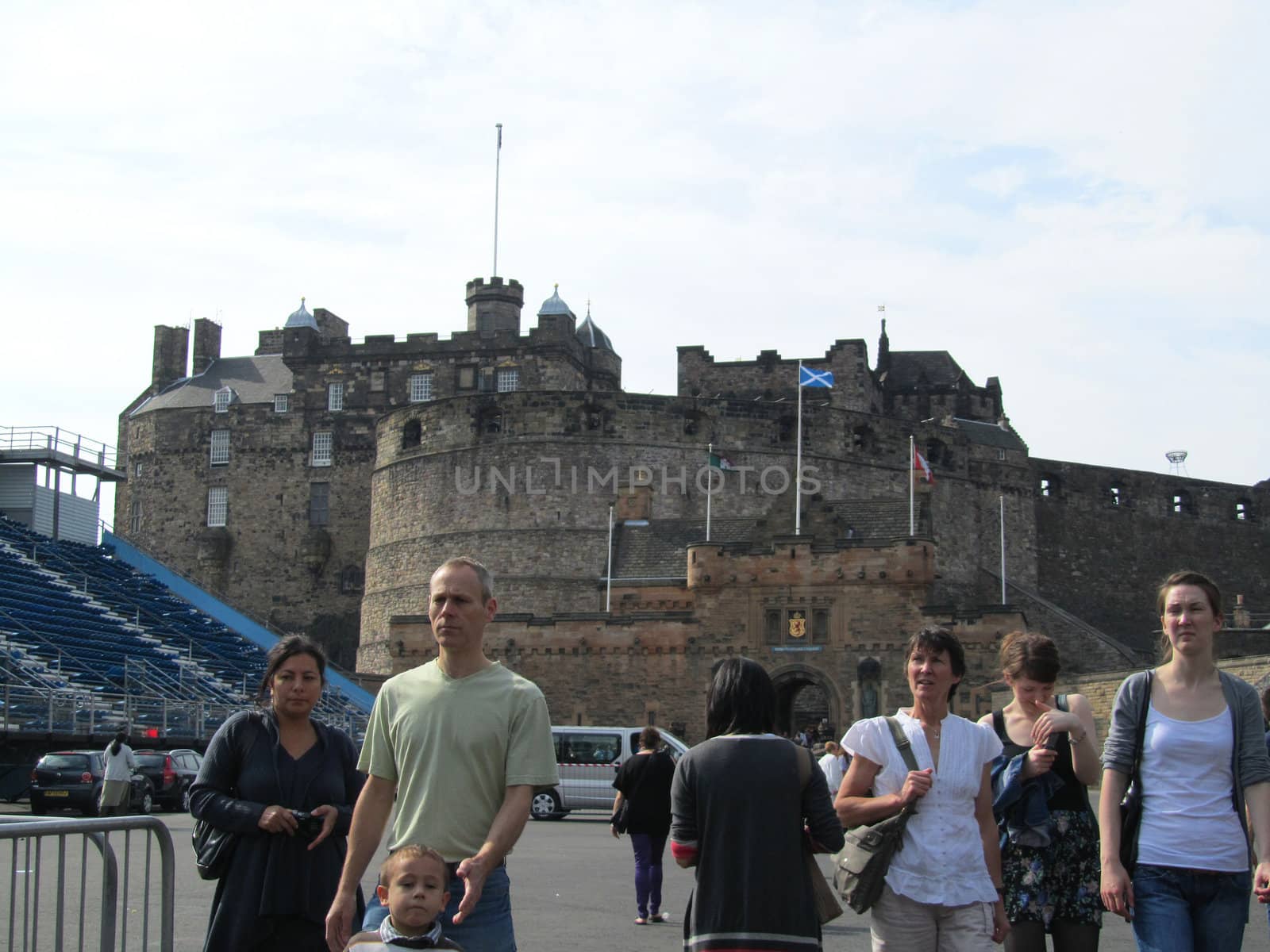 EDINBURGH, SCOTLAND - SEPTEMBER 4: Unidentified visitors at Edinburgh Castle September 4, 2010 in Edinburgh. Edinburgh Castle is the No. 1 tourist attraction in Scotland.