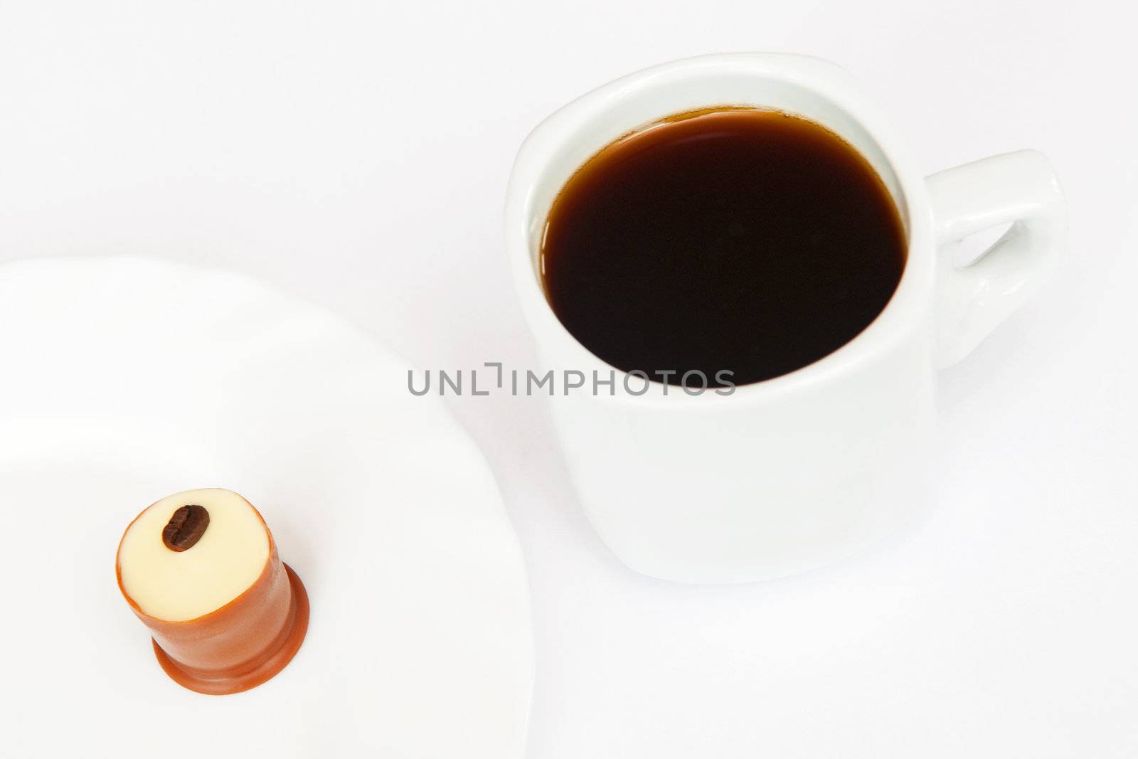 A cup of coffee and chocolate 
