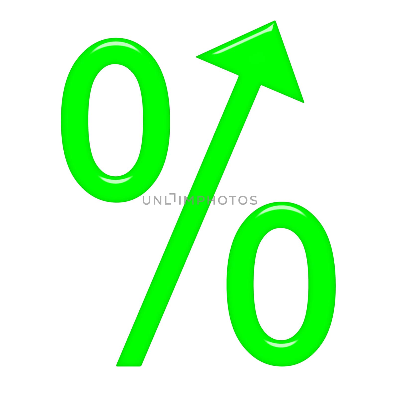 3d percent symbol with arrow directed up by Georgios