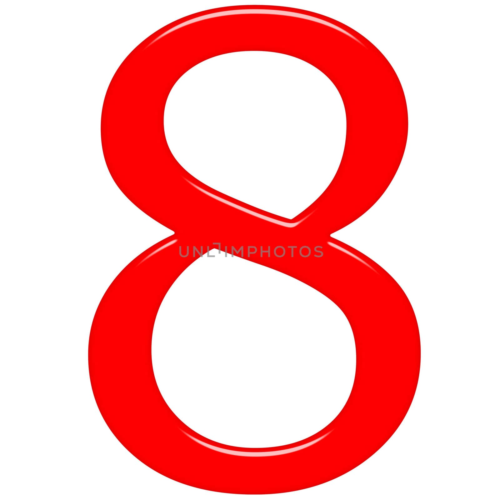 3D Red Number 8 by Georgios
