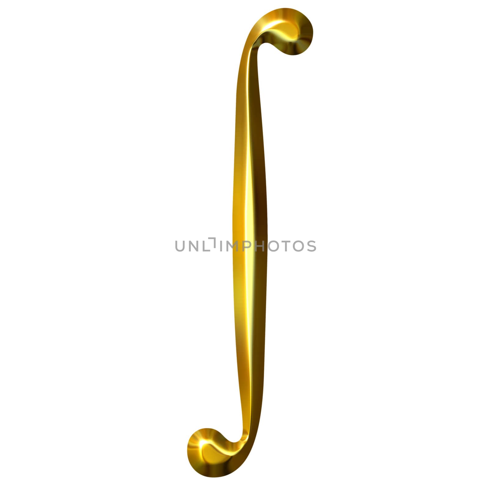 3d golden integral symbol isolated in white