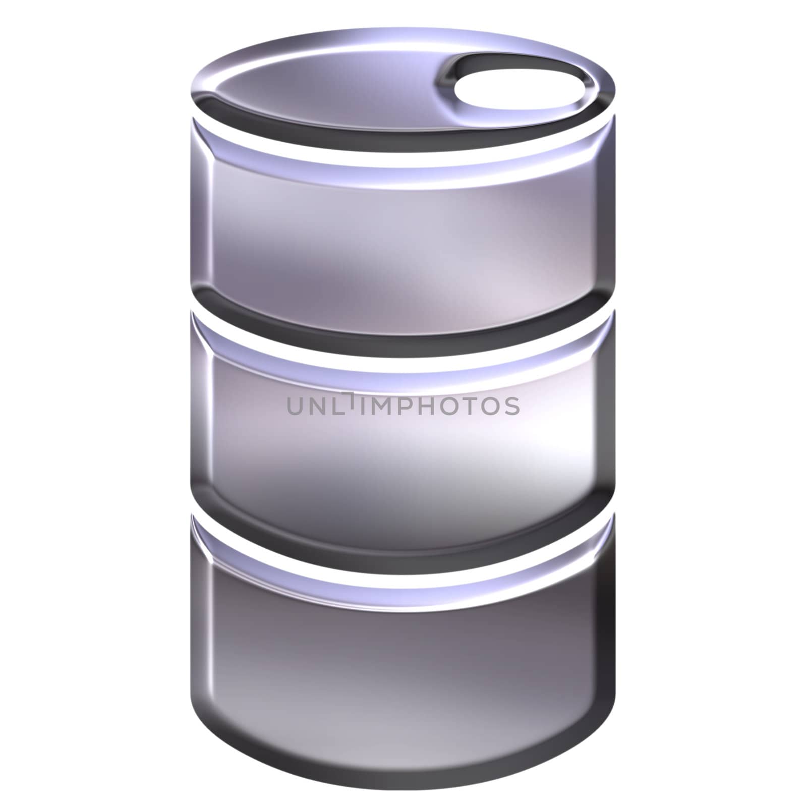 3d silver drum isolated in white