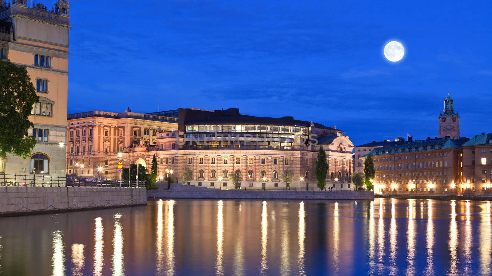 Night scene of the Stockholm City Sweden