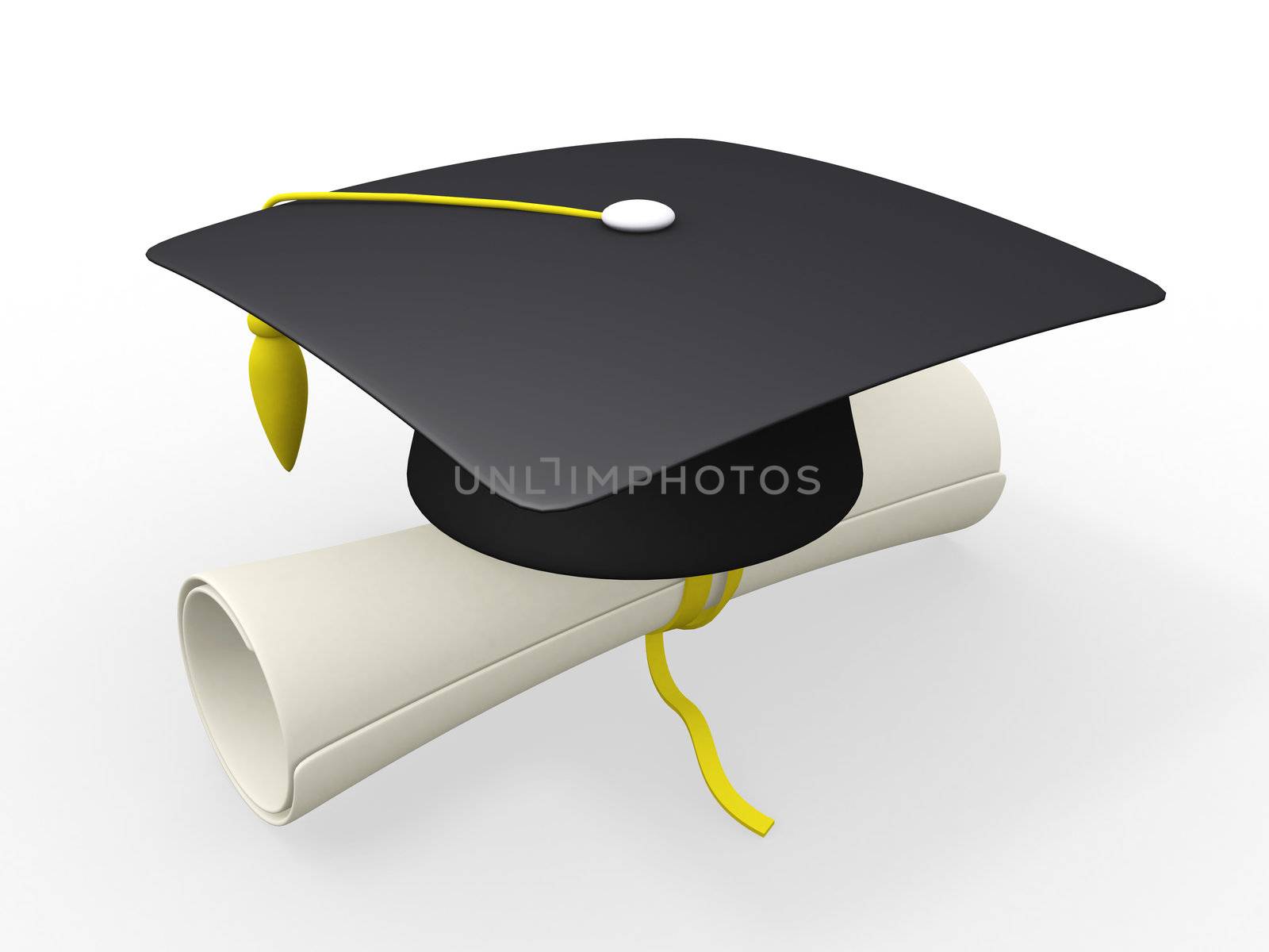 3d graduation cap and diploma by dacasdo