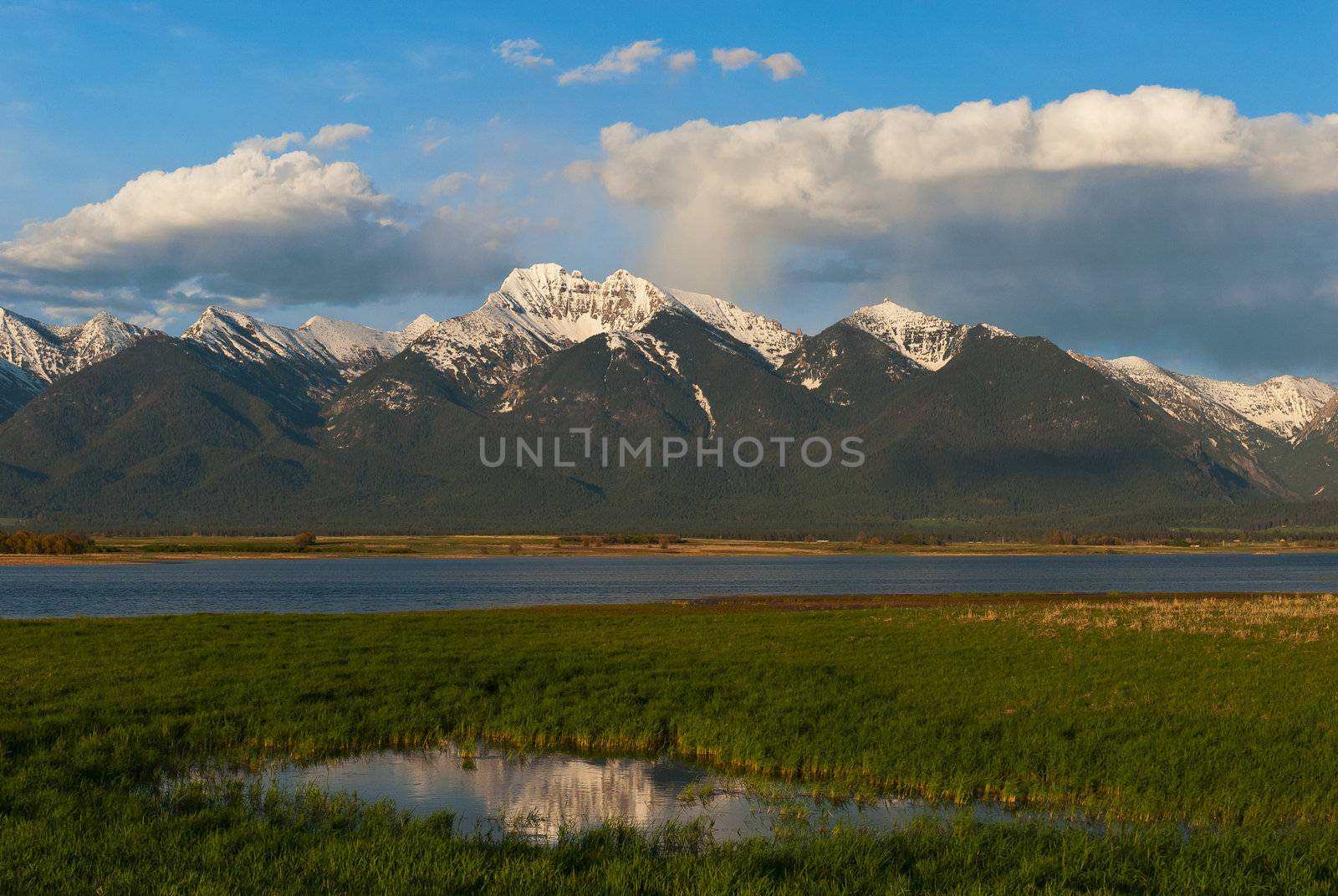 The Mission Mountains and Ninepipes Reservoir, Lake County, Montana, USA