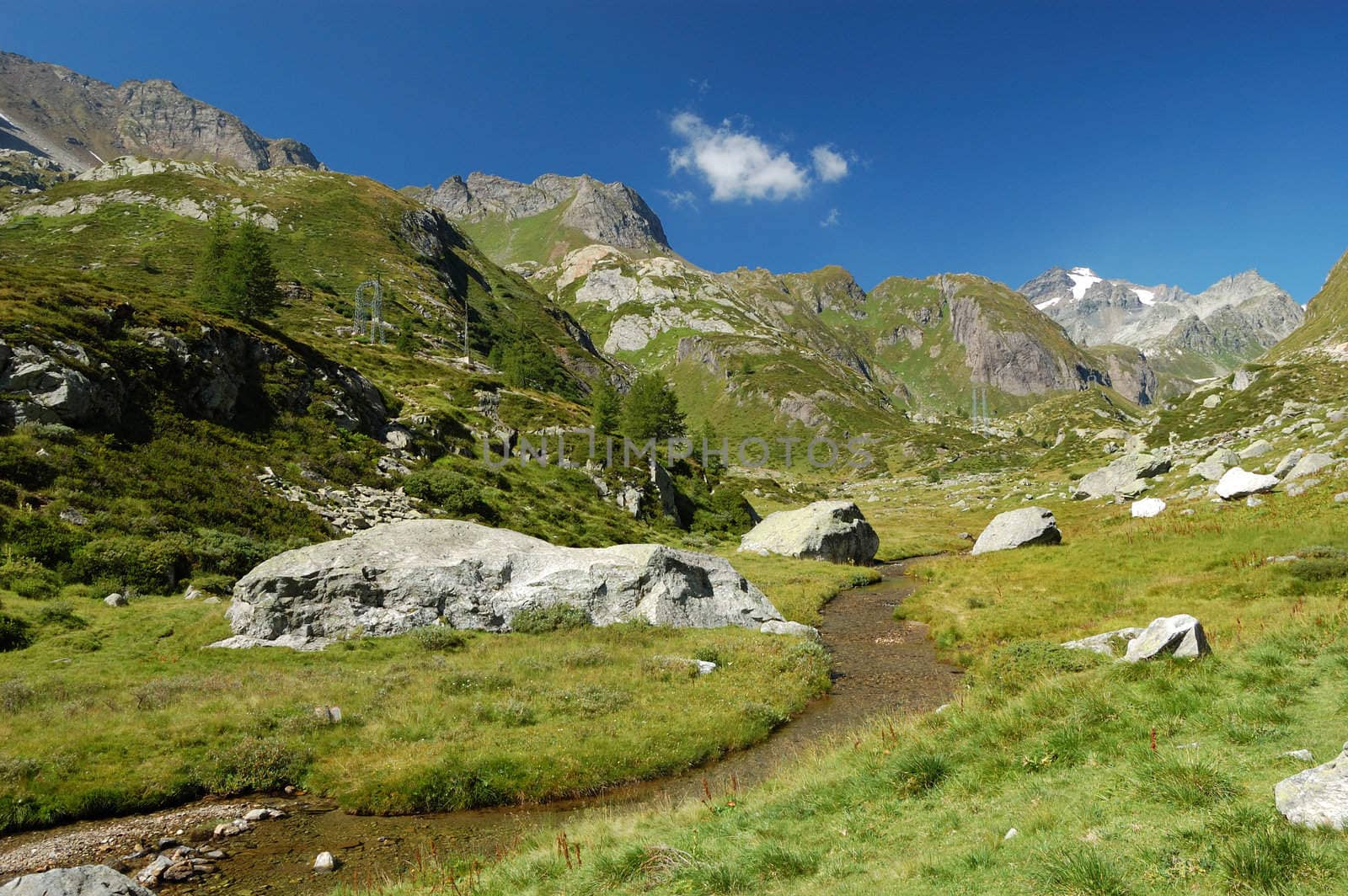 summer alpine landscape, high mountain landscape, Italy