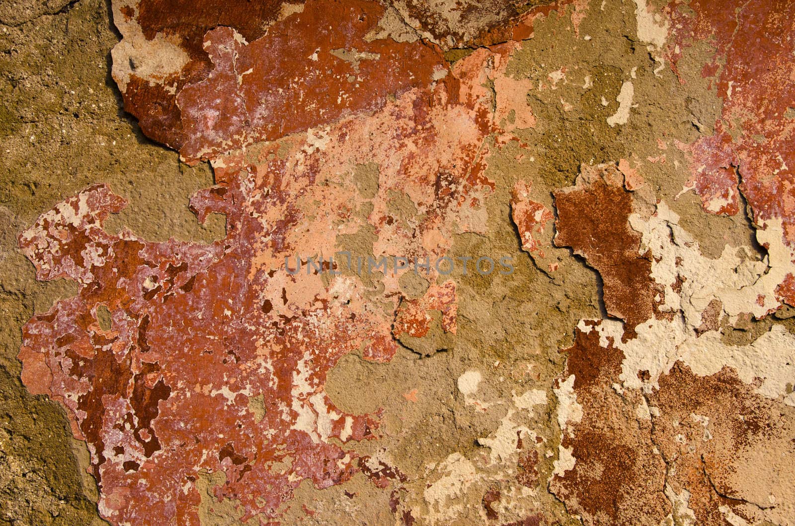 Background of the old painted wall with the loose paint.