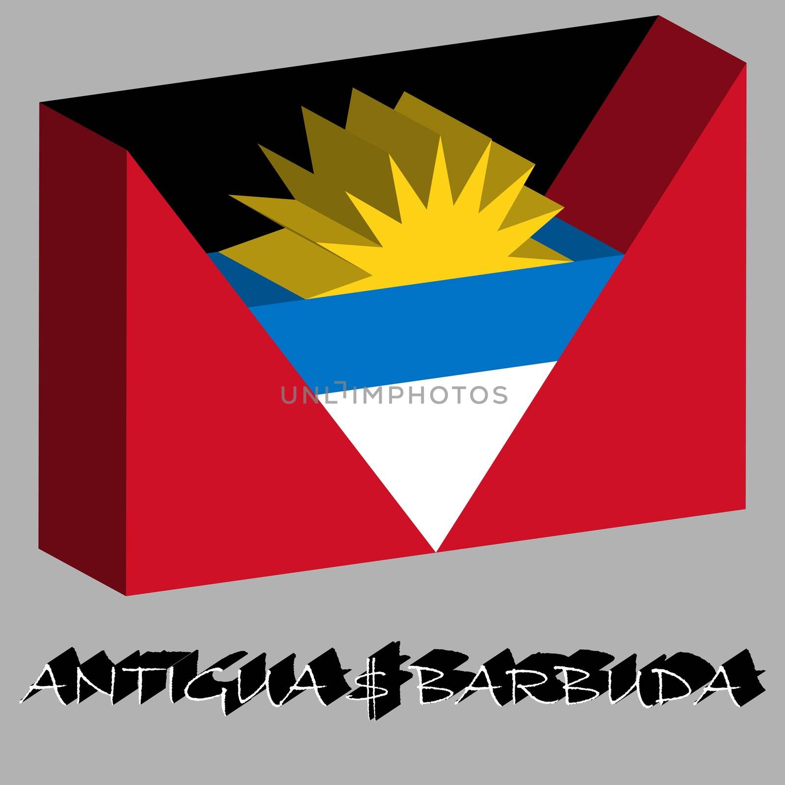 antigua and barbuda 3d flag, abstract vector art illustration