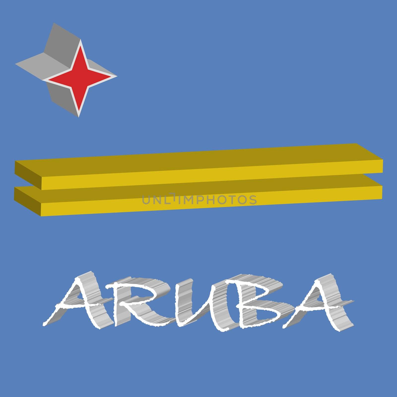 aruba tridimensional flag, abstract vector art illustration