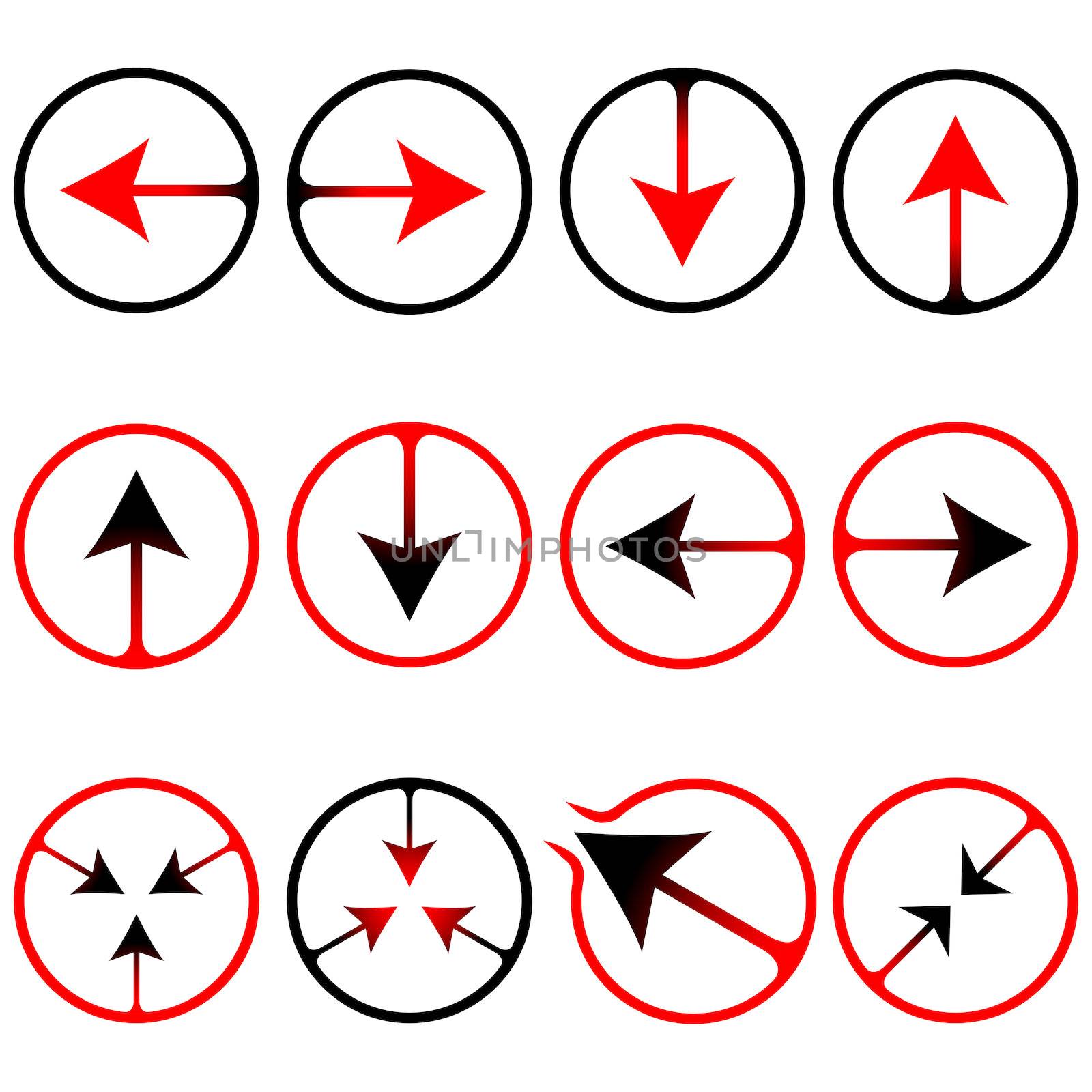 arrows icons against white background, abstract vector art illustration