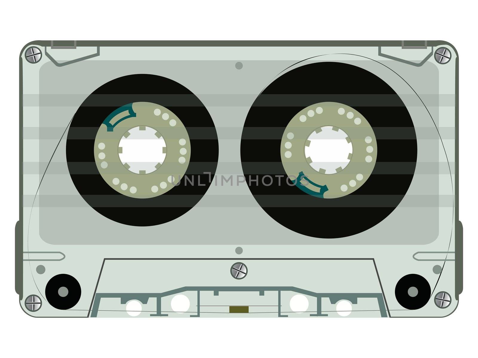 audio tape casette isolated on white, abstract vector art illustration