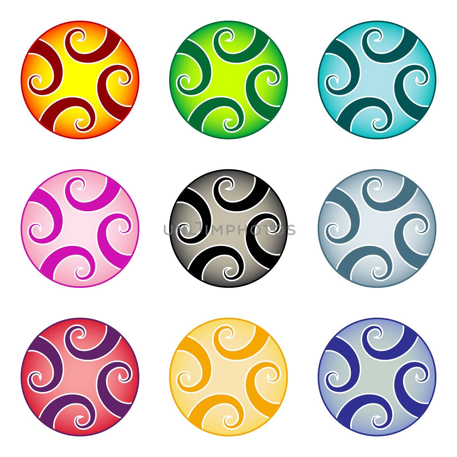 balls in colors against white background, abstract vector art illustration