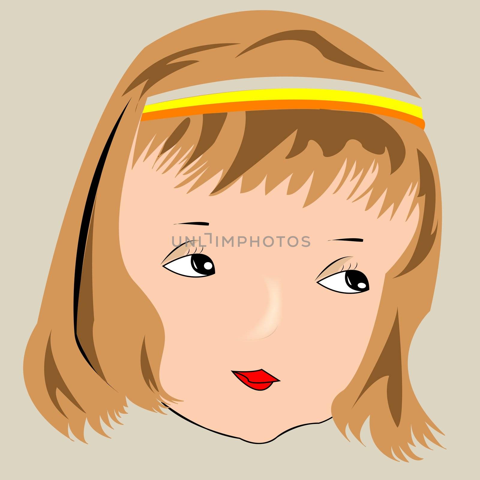 beautiful girl face, vector art illustration, more drawings in my gallery