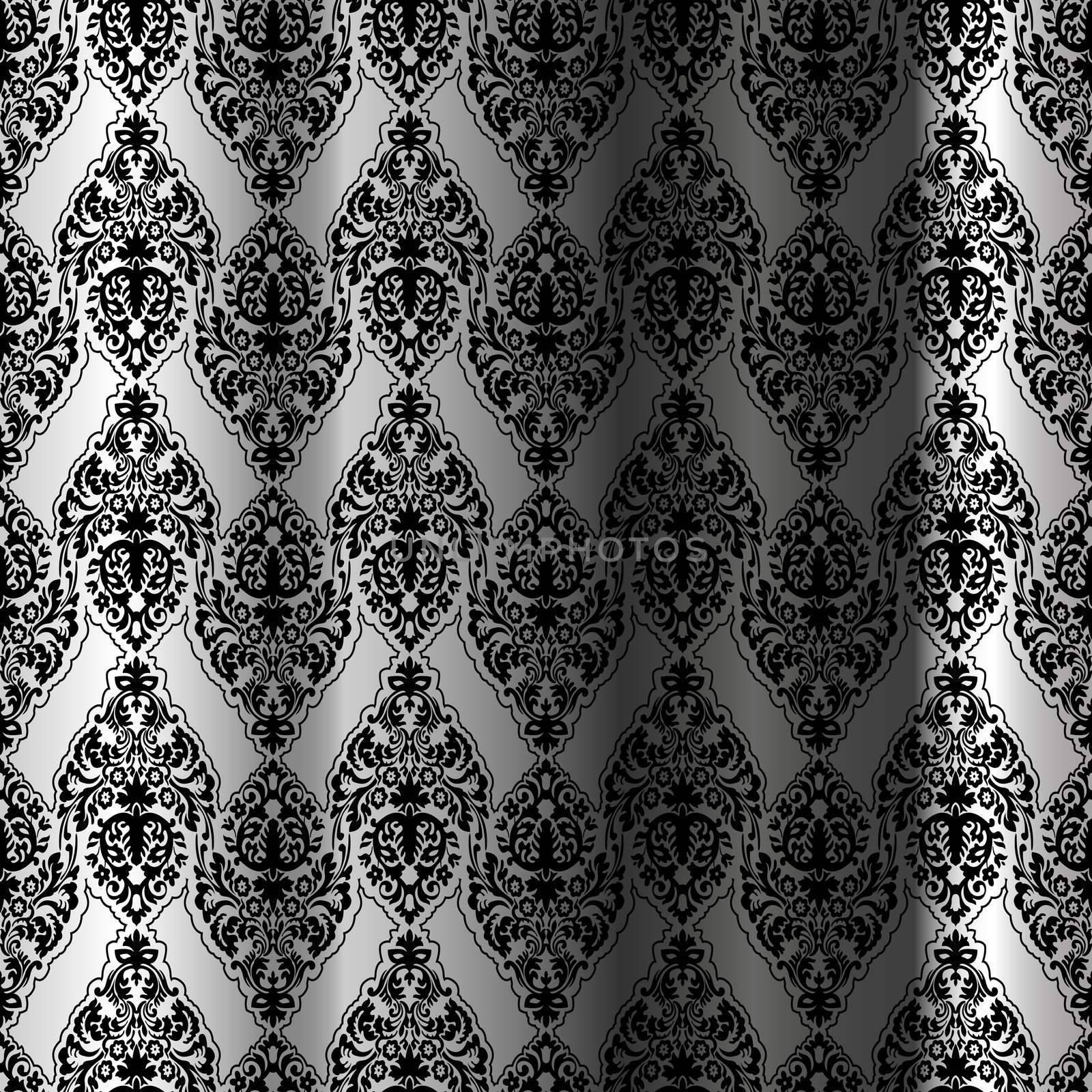 black seamless curtain, abstract pattern; vector art illustration