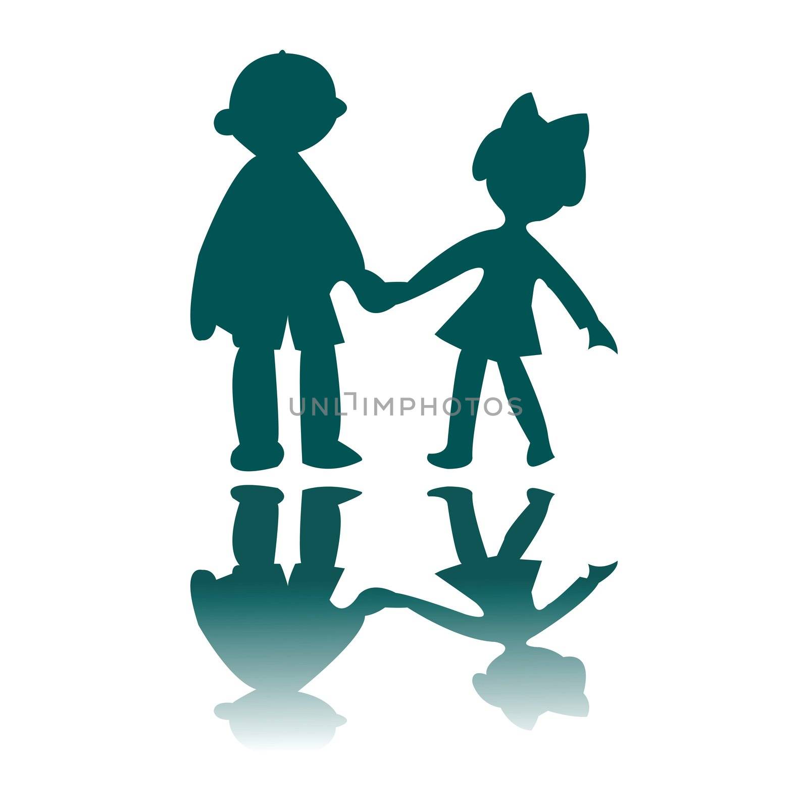 boy and girl blue silhouettes, vector art illustration, for more drawings please visit my gallery